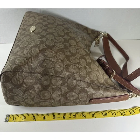 Coach Celeste Convertible Hobo Monogram Signature Coated Canvas Brn Shoulder Bag - Picture 14 of 16